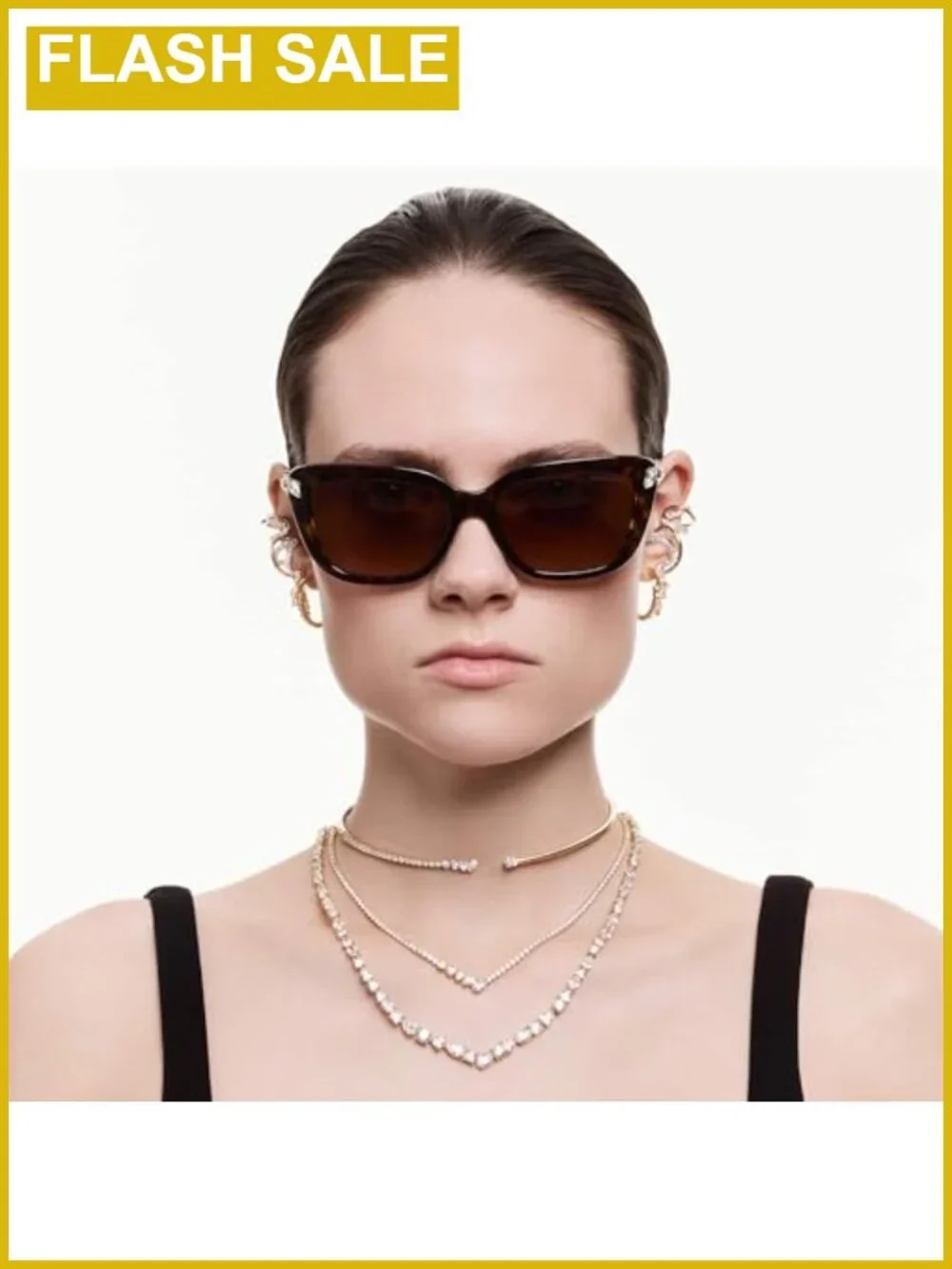 Swarovski Zirconia V-Shape Pendant Necklace 18K Gold Finish Cup Chain Adjustable